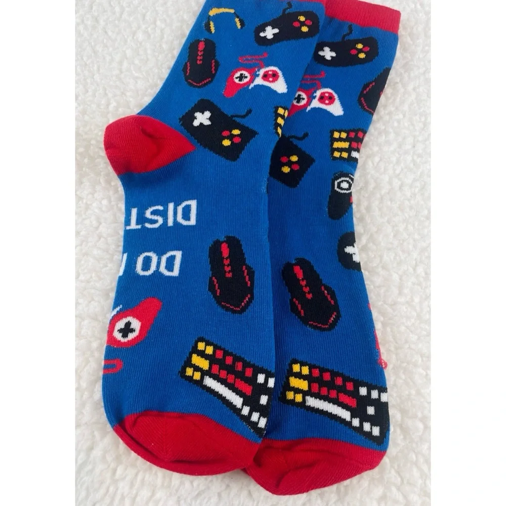 (NWOT) Blue/Red Novelty Gamer Tall Socks